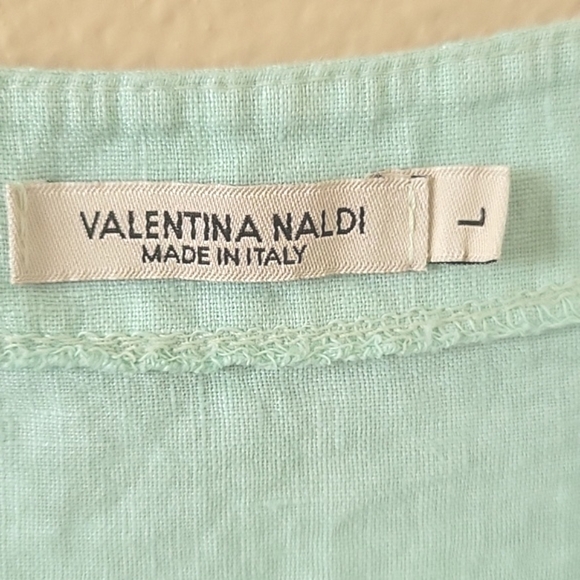 Valentina Naldi Mint 100% Linen Scalloped Hem Tank - Size Large - Picture 5 of 8